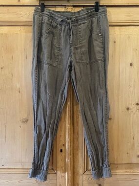 Calvin Klein Linen Green Jogger Pants Size M 100% Linen Trousers